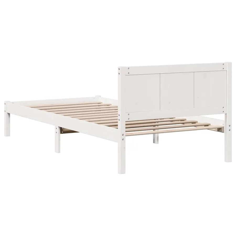 Cadre de lit Blanc 90 x 200 cm Bois de pin massif - 7
