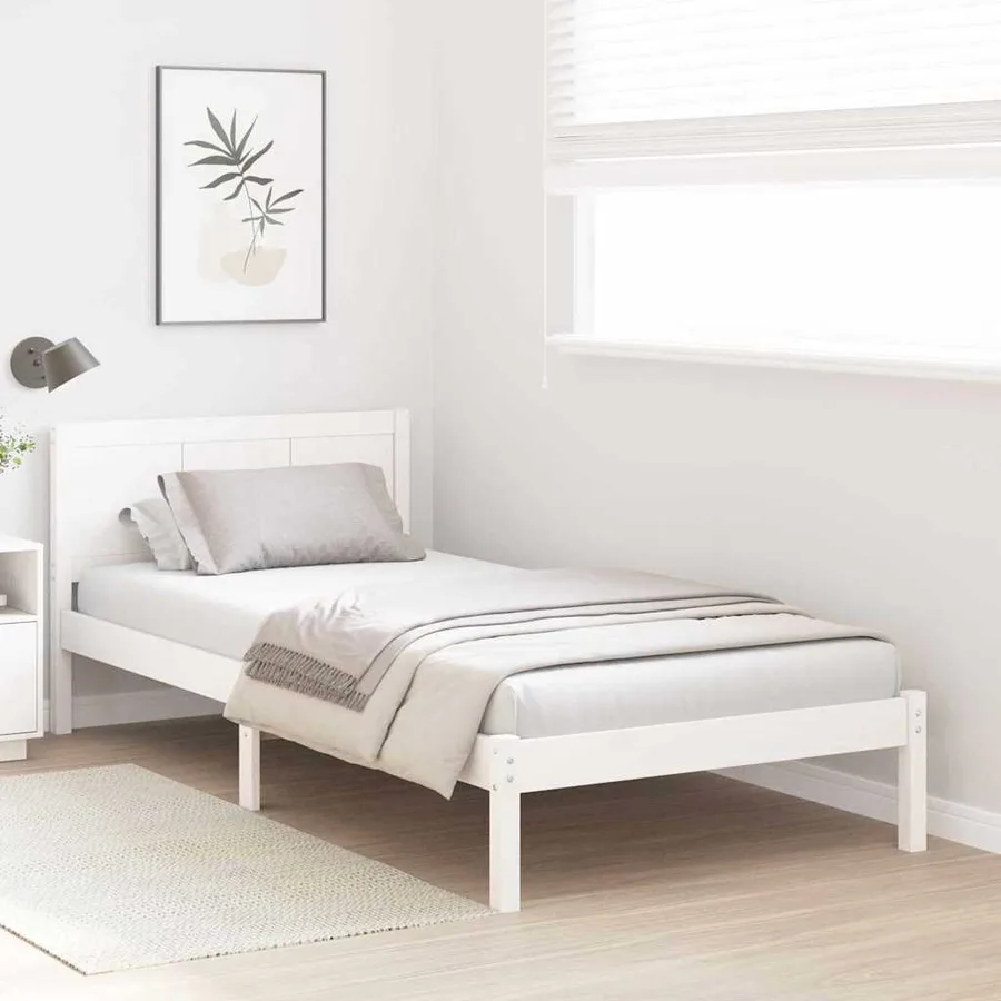 Cadre de lit Blanc 90 x 190 cm Bois de pin massif - 3