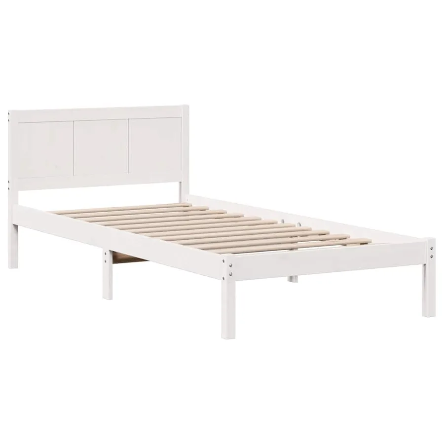 Cadre de lit Blanc 90 x 190 cm Bois de pin massif - 4