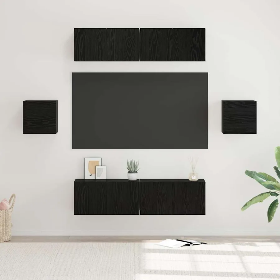 Ensemble meuble TV 6 pcs Chêne noir Bois d'ingénierie