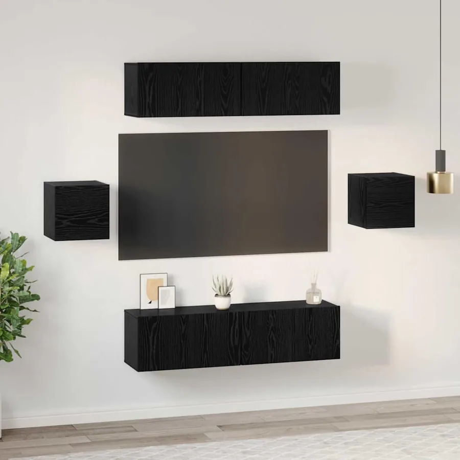 Ensemble meuble TV 6 pcs Chêne noir Bois d'ingénierie - 4