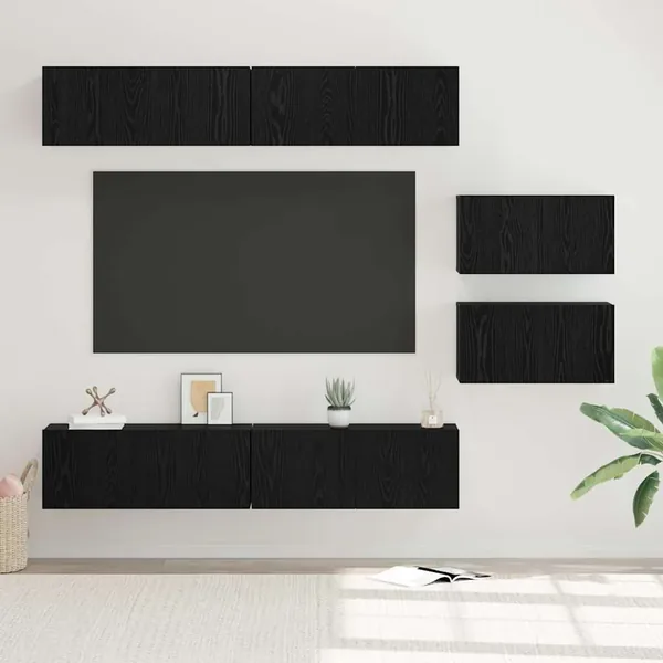 Ensemble meuble TV 6 pcs Chêne noir Bois d'ingénierie