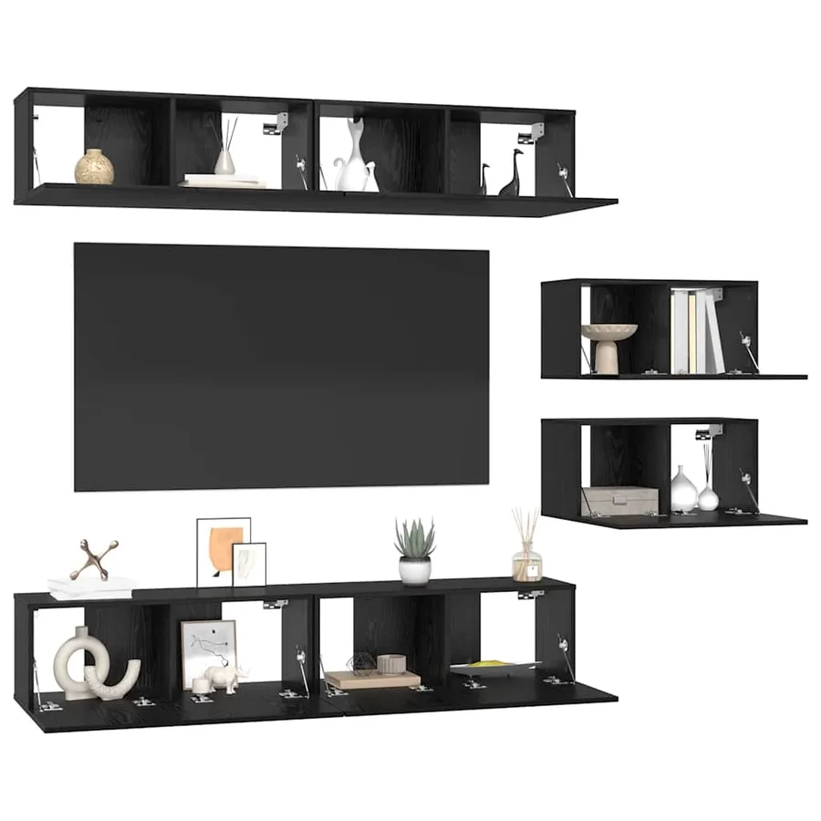 Ensemble meuble TV 6 pcs Chêne noir Bois d'ingénierie - 3