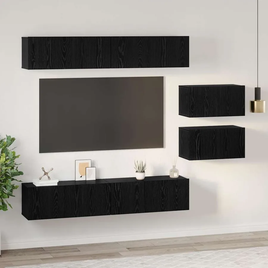 Ensemble meuble TV 6 pcs Chêne noir Bois d'ingénierie - 4