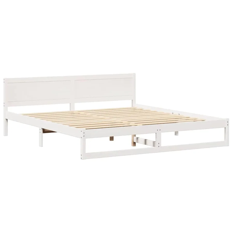 Cadre de lit avec tête de lit Blanc 200 x 200 cm Pin massif - 4