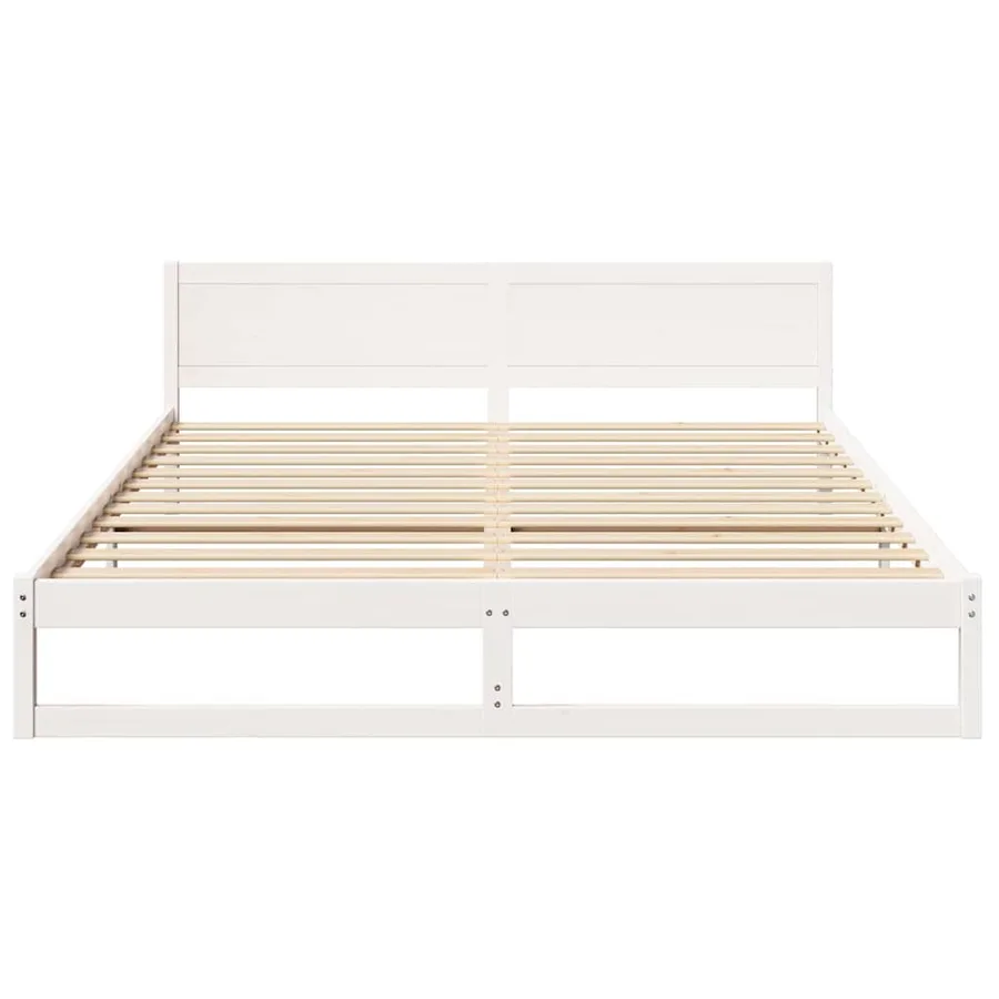 Cadre de lit avec tête de lit Blanc 200 x 200 cm Pin massif - 5
