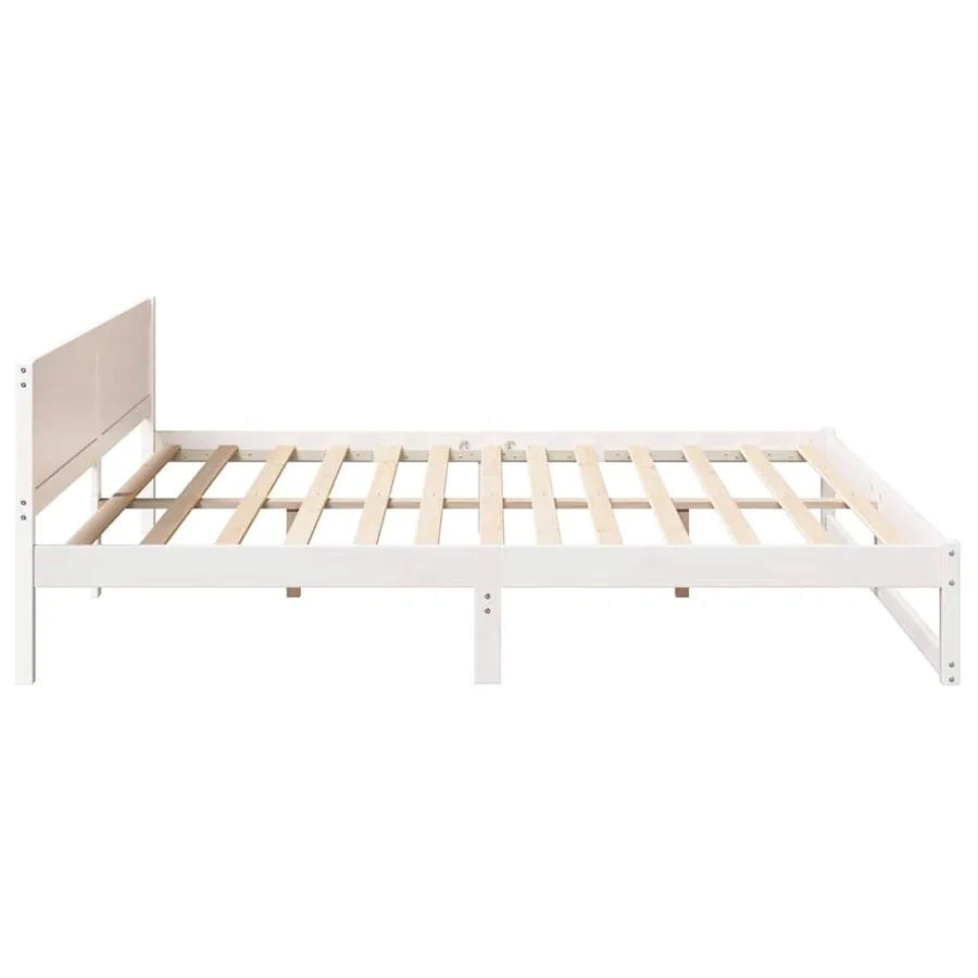 Cadre de lit avec tête de lit Blanc 200 x 200 cm Pin massif - 6