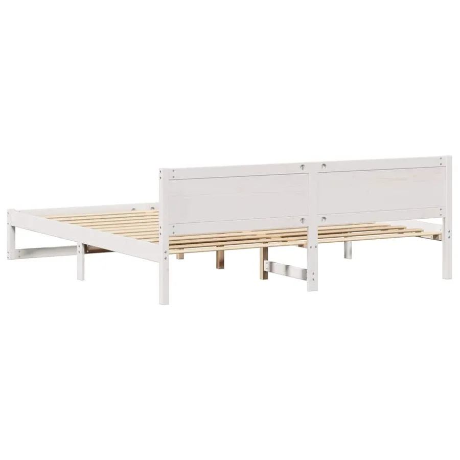 Cadre de lit avec tête de lit Blanc 200 x 200 cm Pin massif - 7
