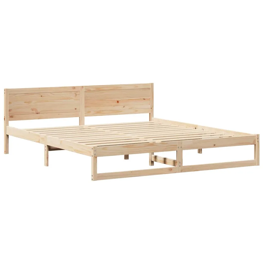 Cadre de lit avec tête de lit Naturel 180 x 200 cm Pin massif - 4