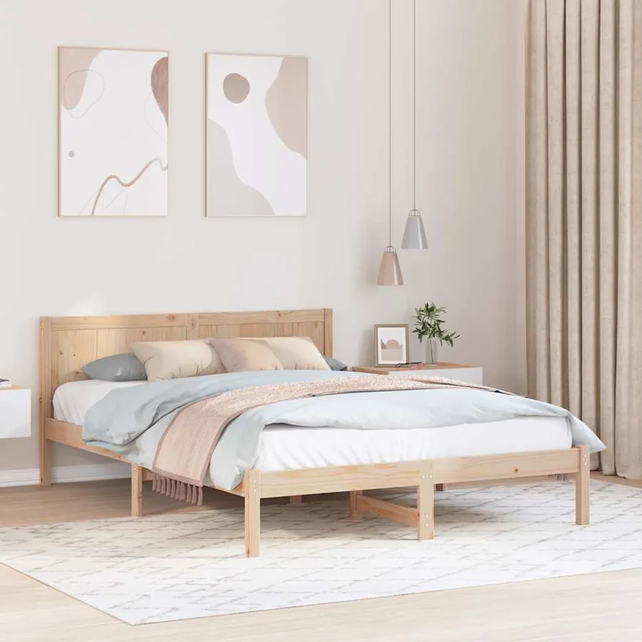 Cadre de lit Marron 140 x 200 cm Bois de pin massif
