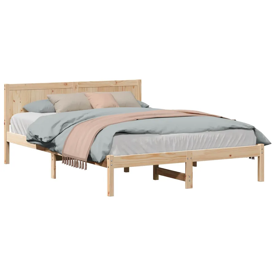 Cadre de lit Marron 140 x 200 cm Bois de pin massif - 2