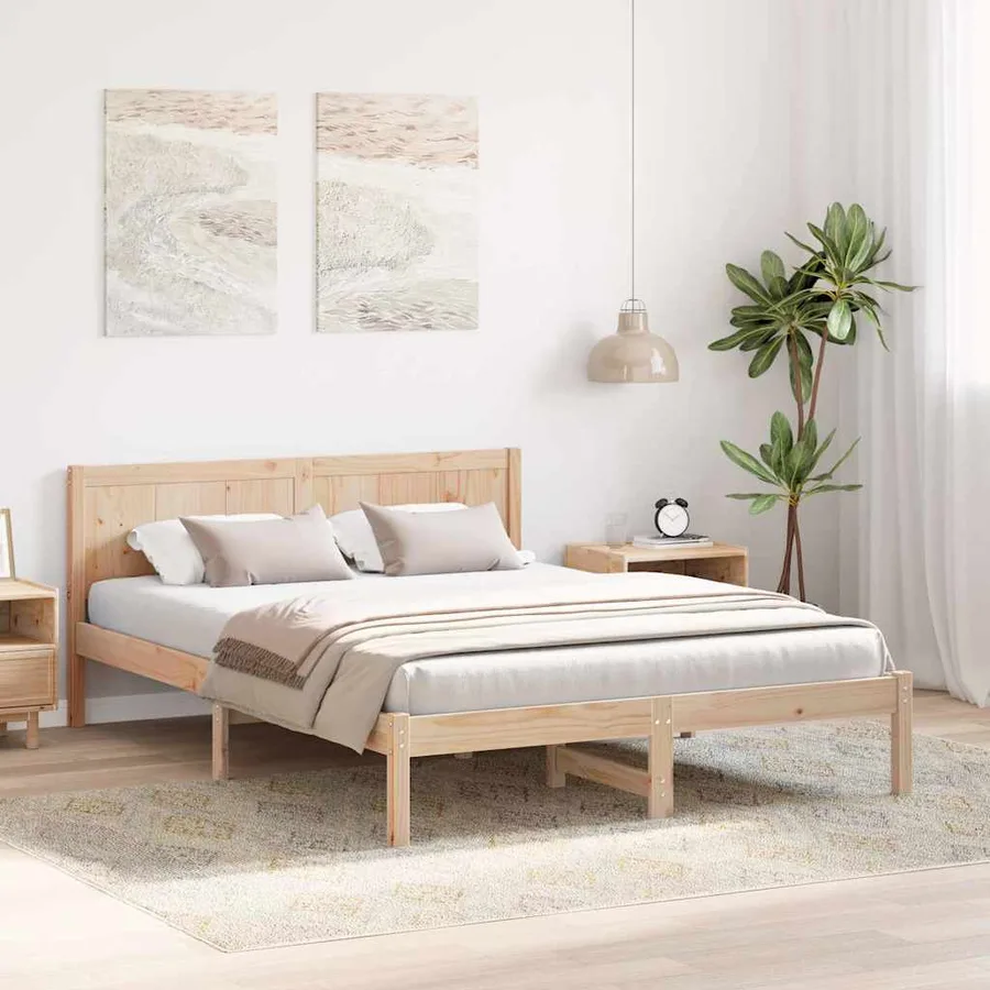 Cadre de lit Marron 140 x 200 cm Bois de pin massif - 3
