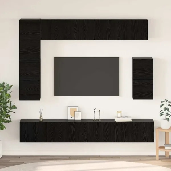 Ensemble meuble TV 8 pcs Chêne noir Bois d'ingénierie