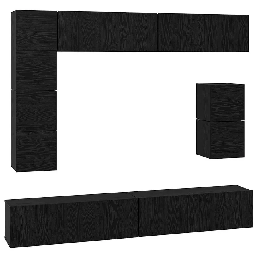 Ensemble meuble TV 8 pcs Chêne noir Bois d'ingénierie - 2