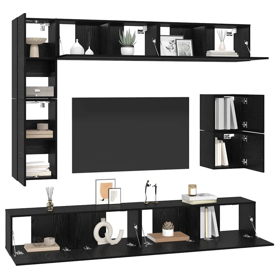 Ensemble meuble TV 8 pcs Chêne noir Bois d'ingénierie - 3