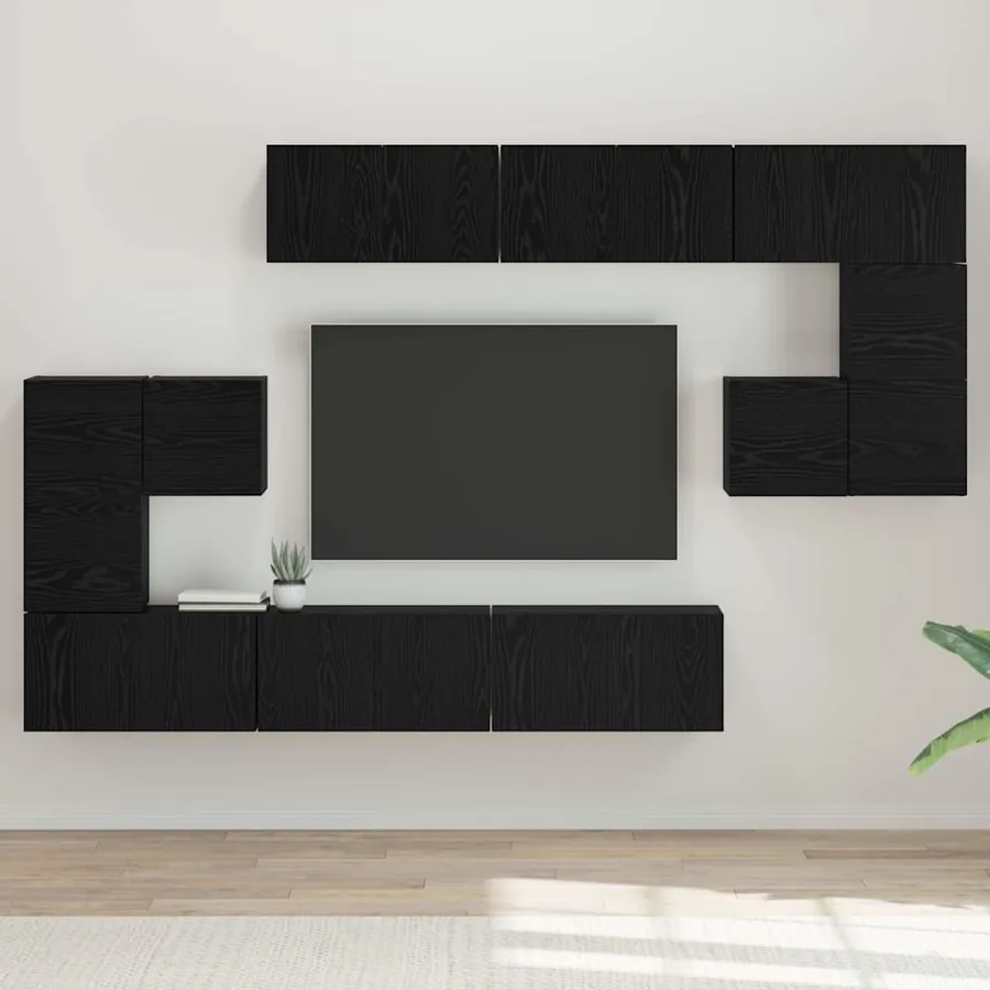 Ensemble meuble TV 10 pcs Chêne noir Bois d'ingénierie