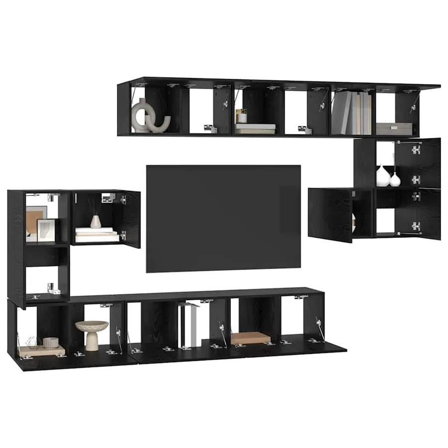 Ensemble meuble TV 10 pcs Chêne noir Bois d'ingénierie - 3