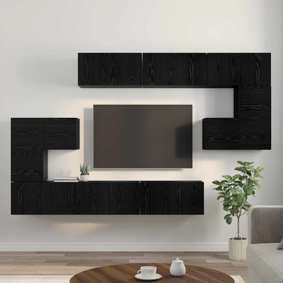 Ensemble meuble TV 10 pcs Chêne noir Bois d'ingénierie - 4