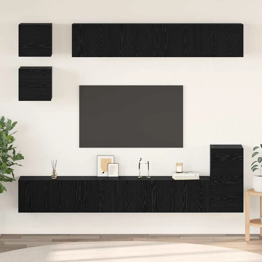Ensemble meuble TV 8 pcs Chêne noir Bois d'ingénierie