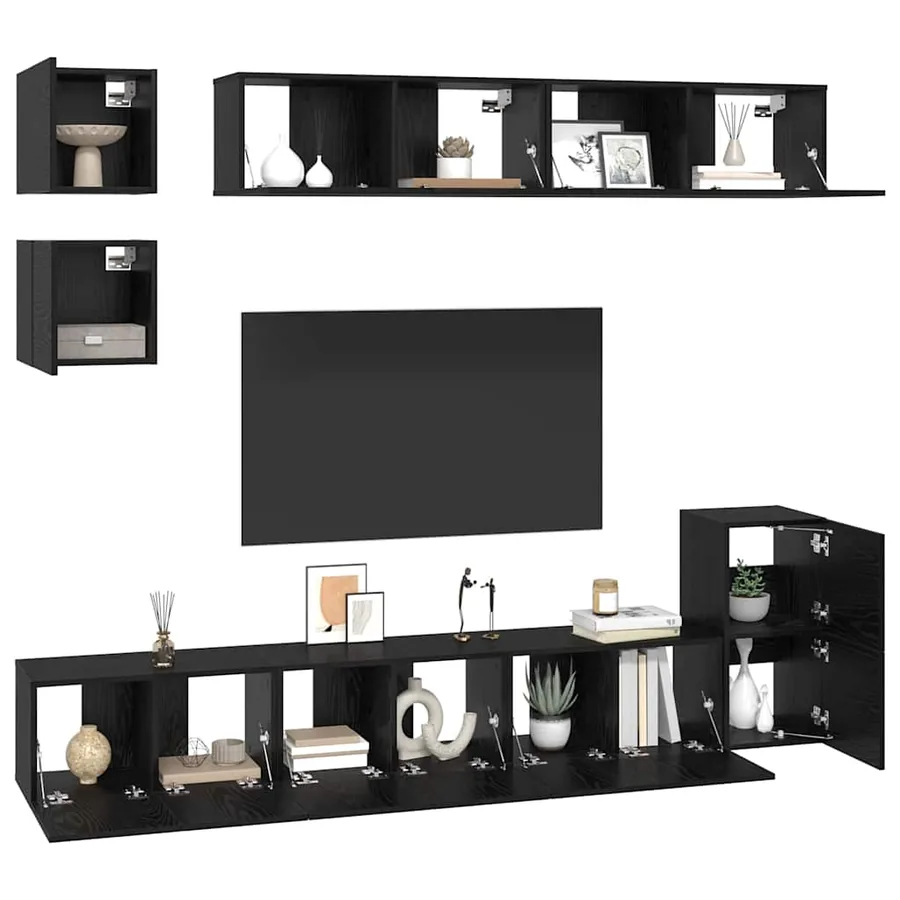Ensemble meuble TV 8 pcs Chêne noir Bois d'ingénierie - 3
