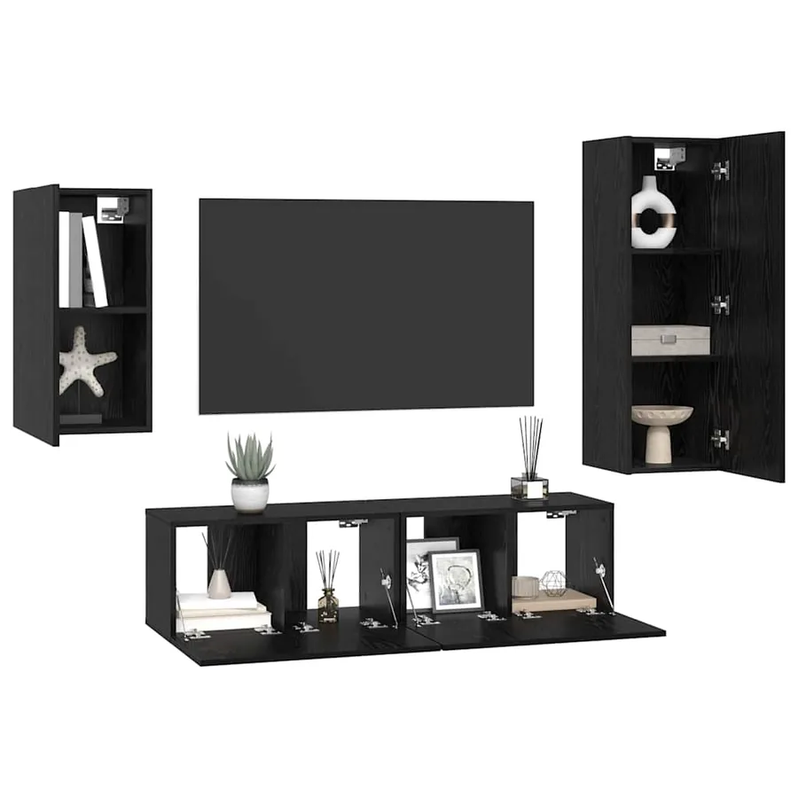 Ensemble meuble TV 4 pcs Chêne noir Bois d'ingénierie - 3