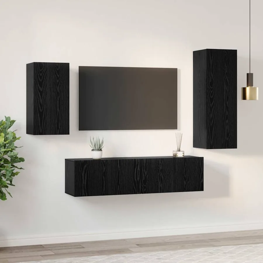 Ensemble meuble TV 4 pcs Chêne noir Bois d'ingénierie - 4