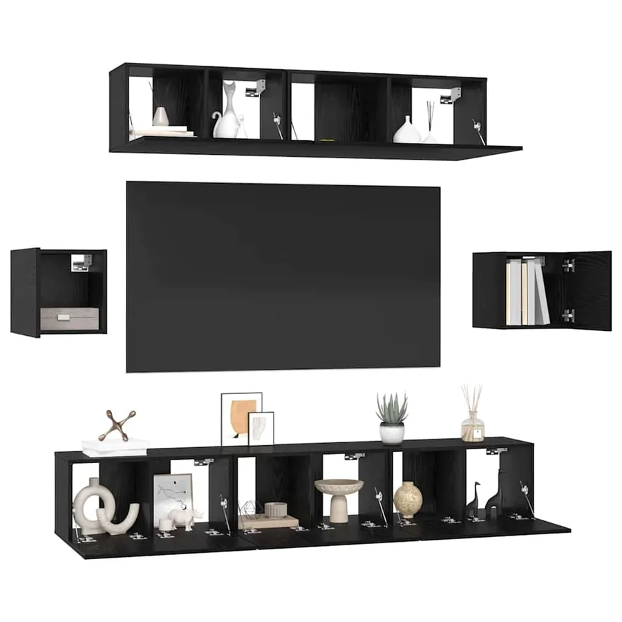Ensemble meuble TV 7 pcs Chêne noir Bois d'ingénierie - 3