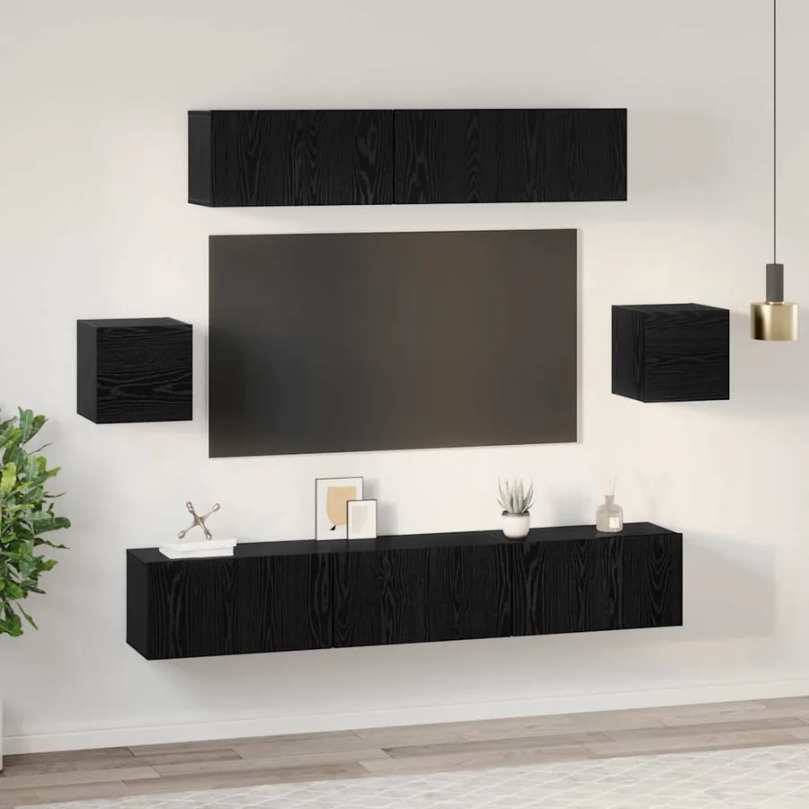 Ensemble meuble TV 7 pcs Chêne noir Bois d'ingénierie - 4