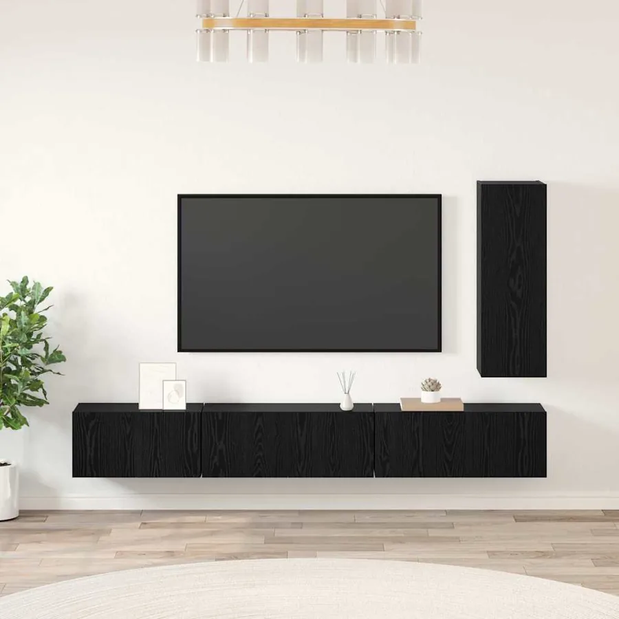 Ensemble meuble TV 4 pcs Chêne noir Bois d'ingénierie
