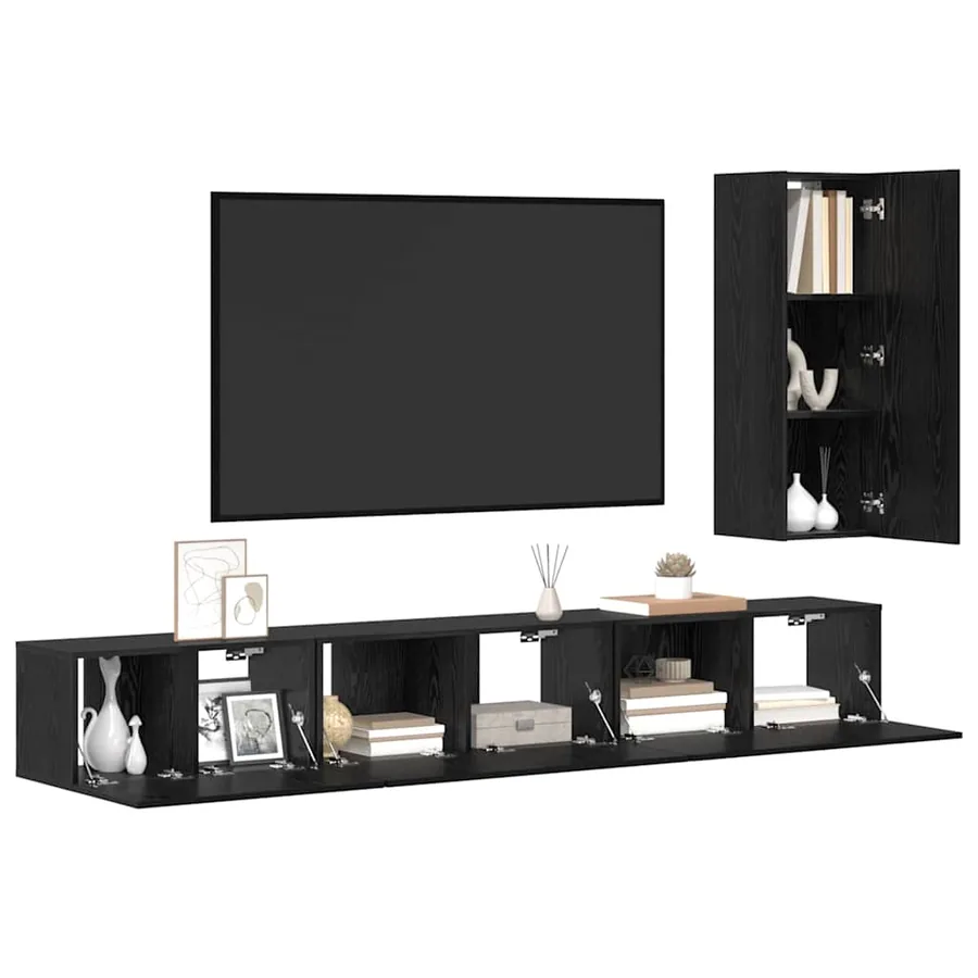 Ensemble meuble TV 4 pcs Chêne noir Bois d'ingénierie - 3