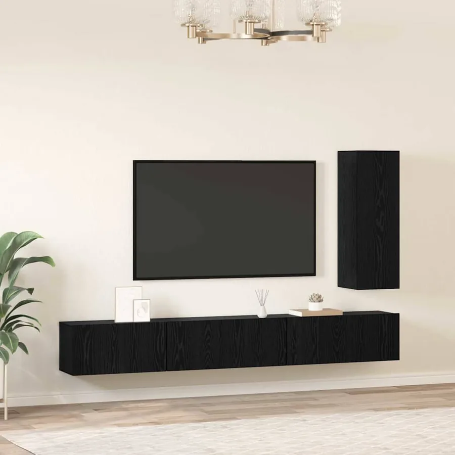 Ensemble meuble TV 4 pcs Chêne noir Bois d'ingénierie - 4