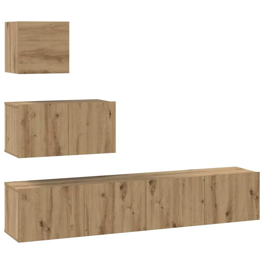 Ensemble meuble TV 4 pcs Chêne artisanal Bois d'ingénierie - 2