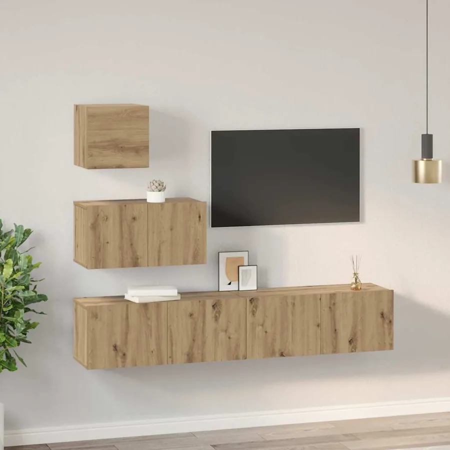 Ensemble meuble TV 4 pcs Chêne artisanal Bois d'ingénierie - 4
