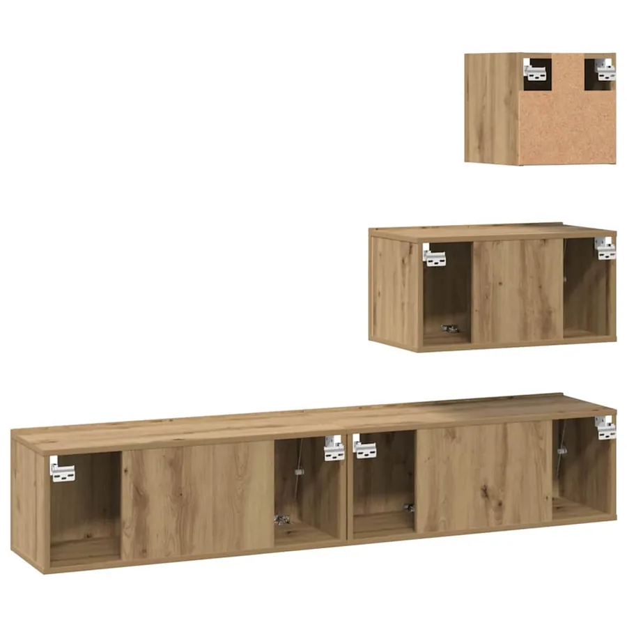 Ensemble meuble TV 4 pcs Chêne artisanal Bois d'ingénierie - 8