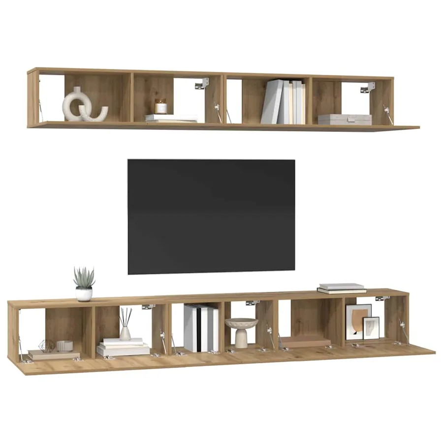 Ensemble meuble TV 5 pcs Chêne artisanal Bois d'ingénierie - 3