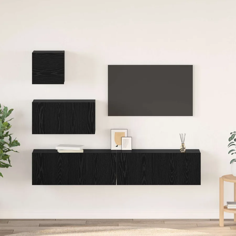 Ensemble meuble TV 3 pcs Chêne noir Bois d'ingénierie