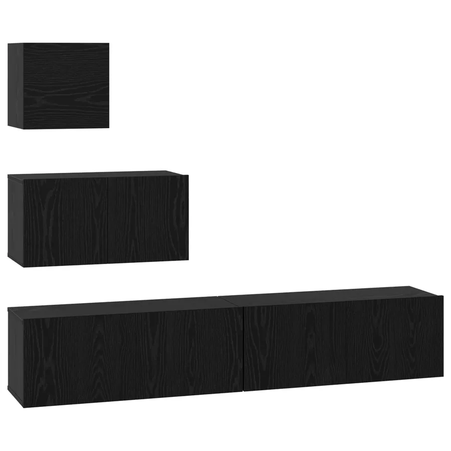 Ensemble meuble TV 3 pcs Chêne noir Bois d'ingénierie - 2