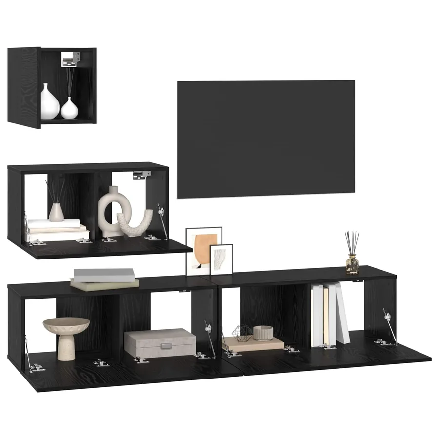 Ensemble meuble TV 3 pcs Chêne noir Bois d'ingénierie - 3