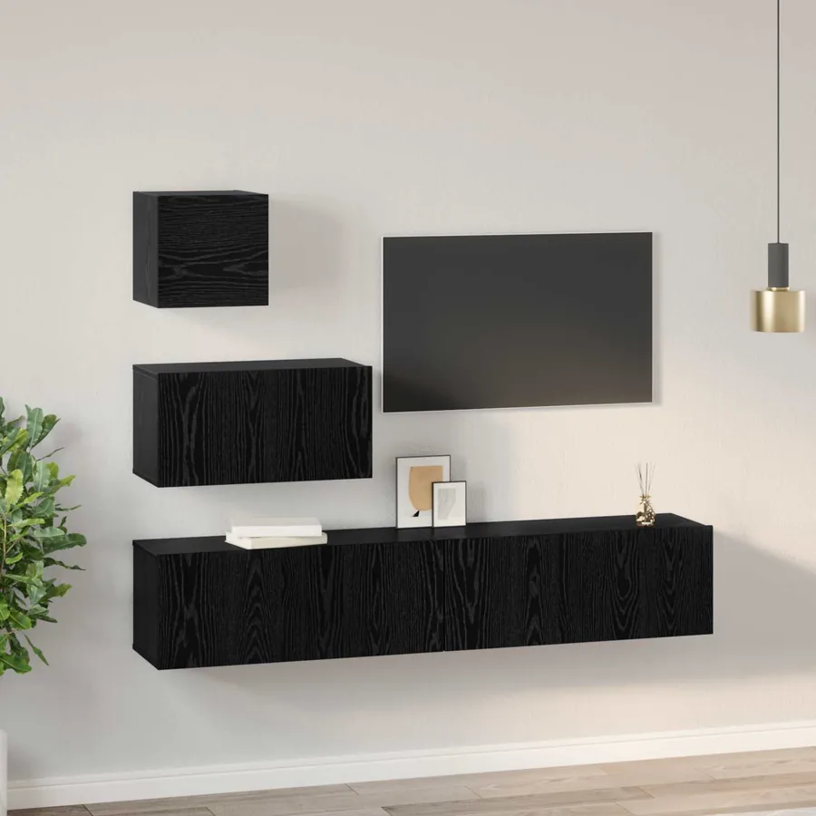 Ensemble meuble TV 3 pcs Chêne noir Bois d'ingénierie - 4