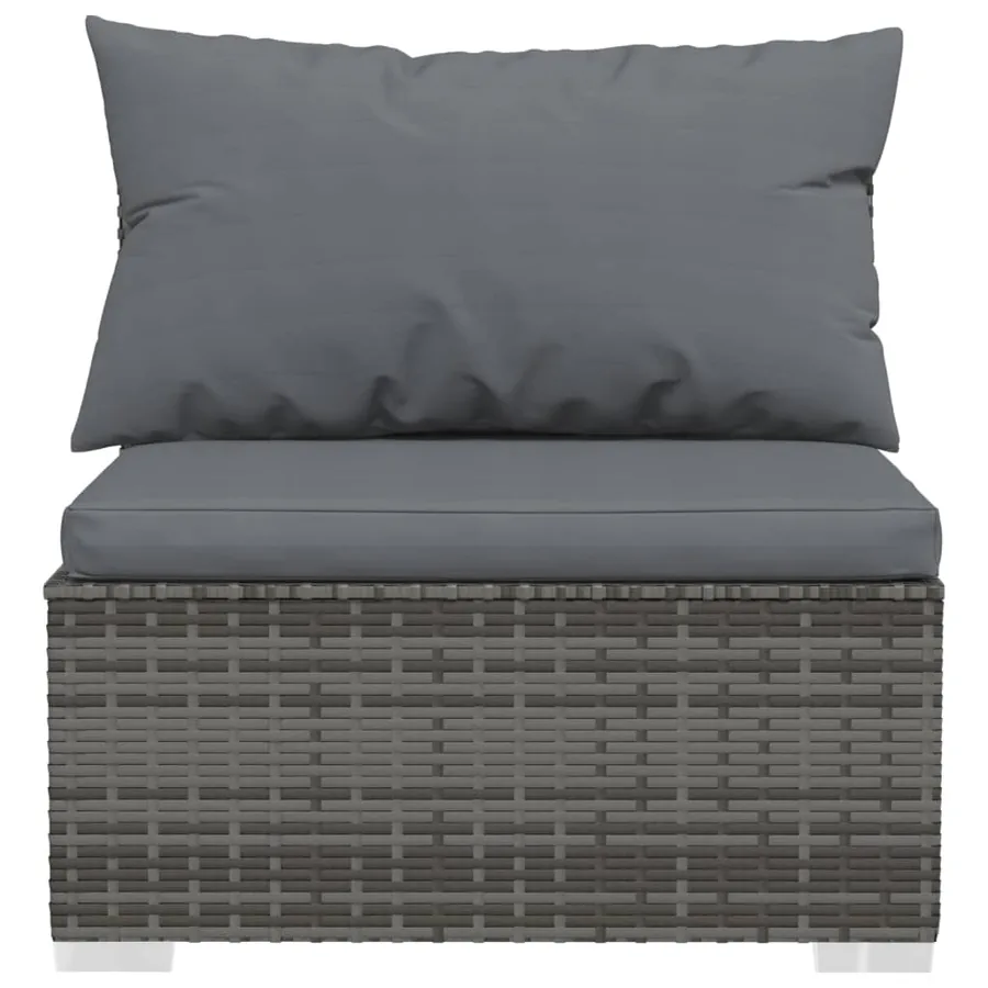 Salon de jardin 4 pcs avec coussins Gris Résine tressée - 4