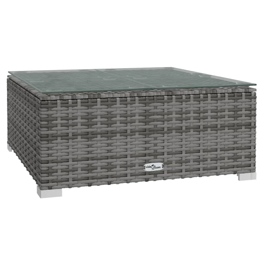 Salon de jardin 4 pcs avec coussins Gris Résine tressée - 6
