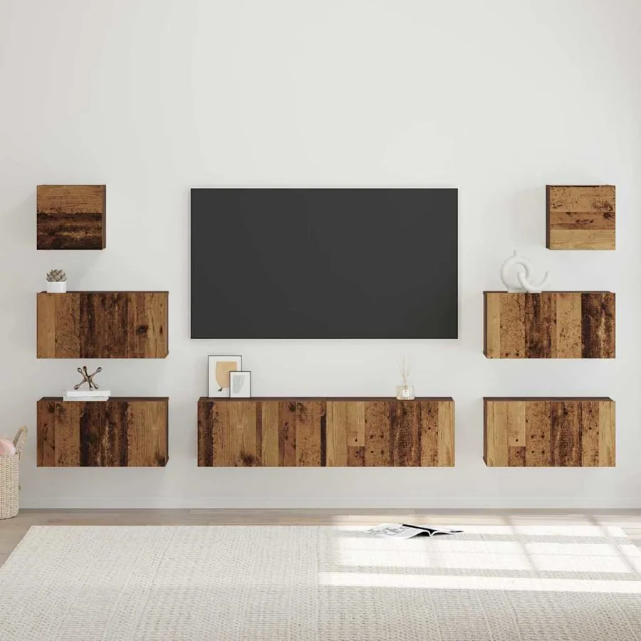 Ensemble meuble TV 8 pcs Bois Ancien Bois d'ingénierie