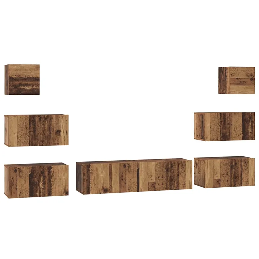 Ensemble meuble TV 8 pcs Bois Ancien Bois d'ingénierie - 2