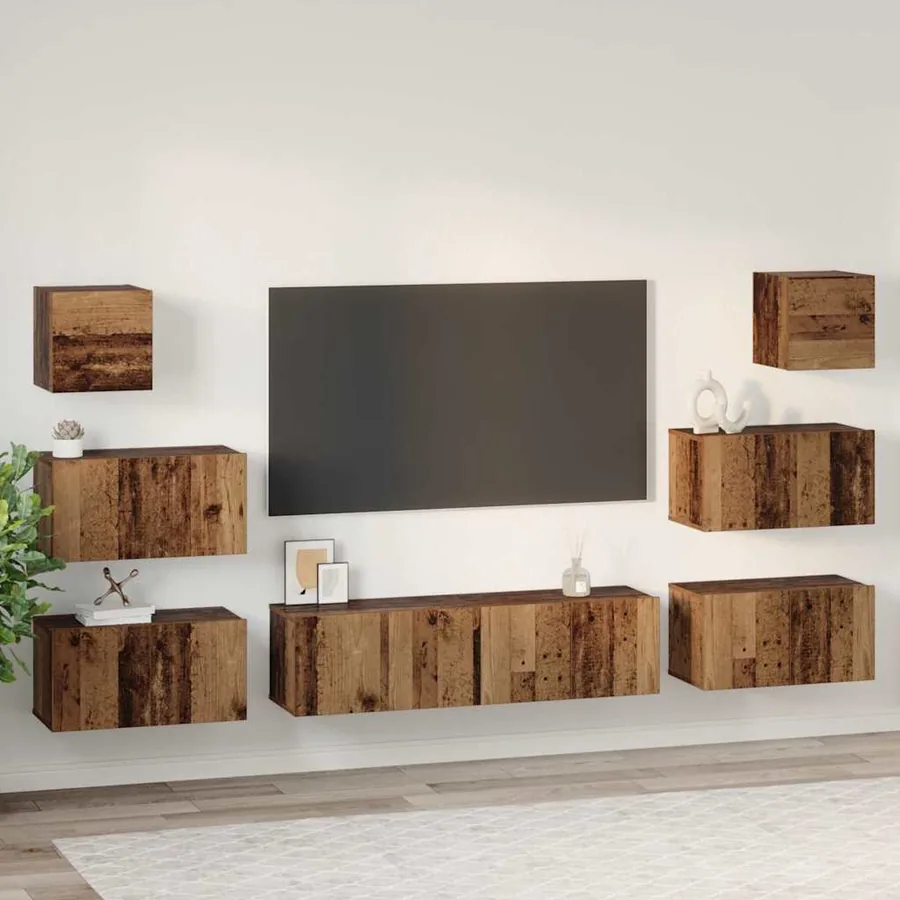 Ensemble meuble TV 8 pcs Bois Ancien Bois d'ingénierie - 4