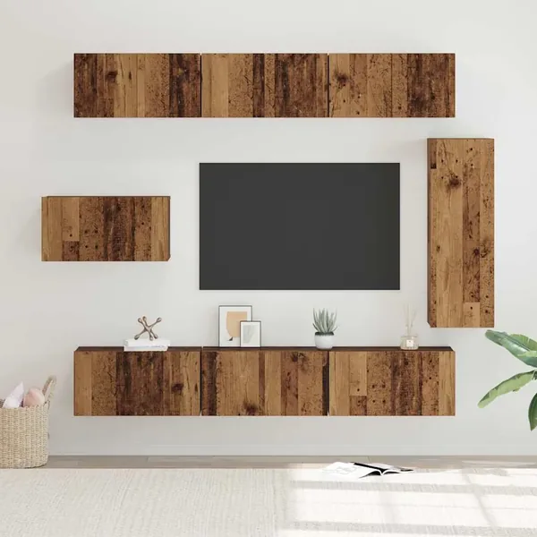 Ensemble meuble TV 8 pcs Bois Ancien Bois d'ingénierie