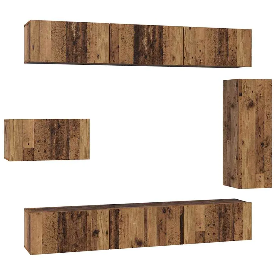 Ensemble meuble TV 8 pcs Bois Ancien Bois d'ingénierie - 2