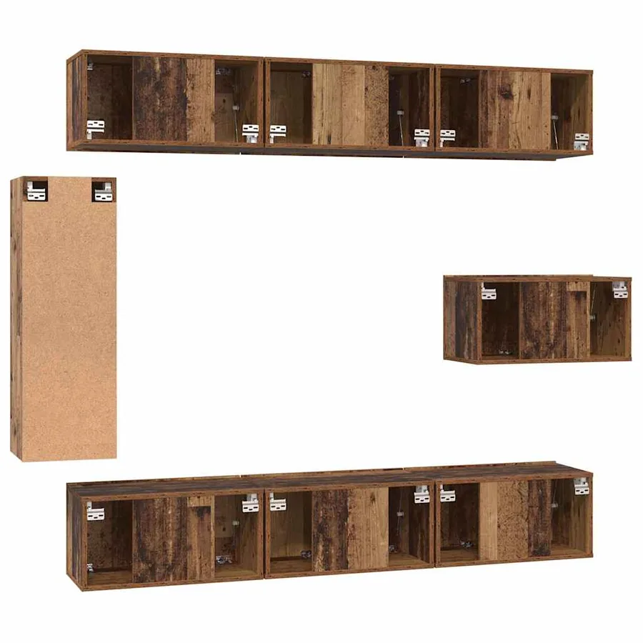 Ensemble meuble TV 8 pcs Bois Ancien Bois d'ingénierie - 9