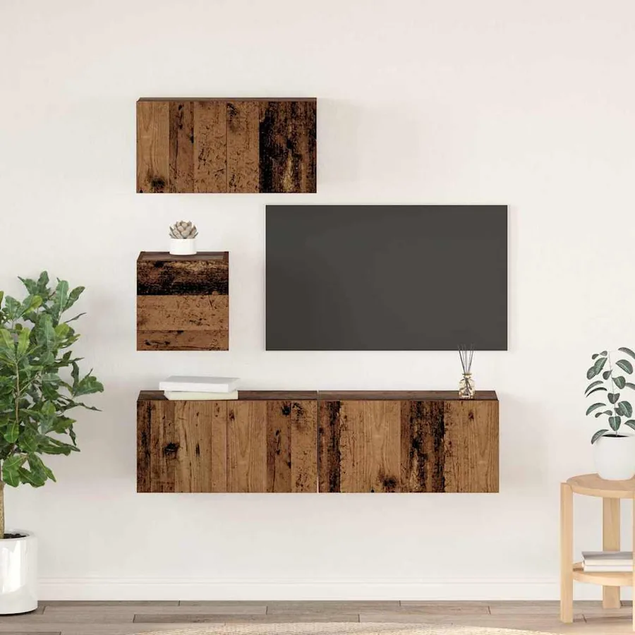 Ensemble meuble TV 4 pcs Bois Ancien Bois d'ingénierie