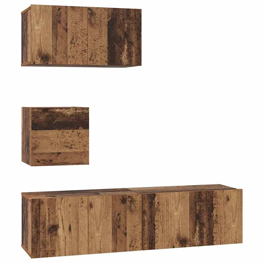 Ensemble meuble TV 4 pcs Bois Ancien Bois d'ingénierie - 2