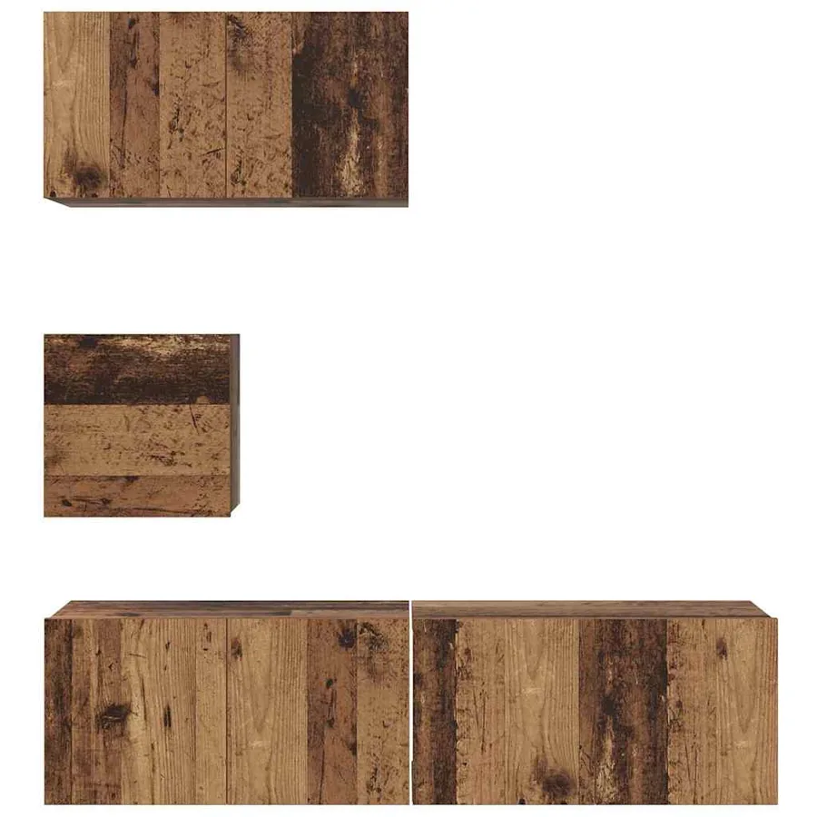 Ensemble meuble TV 4 pcs Bois Ancien Bois d'ingénierie - 7